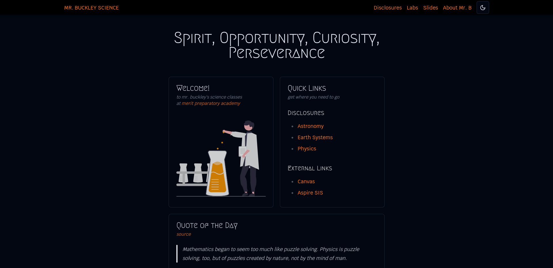 Screenshot of the Learn Science website.