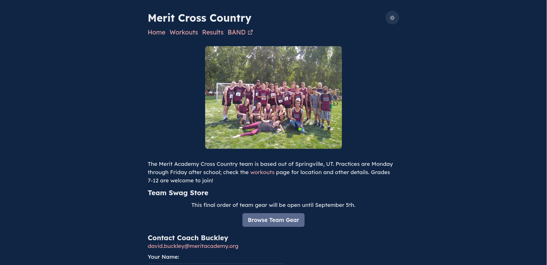 Screenshot of the Merit XC website.